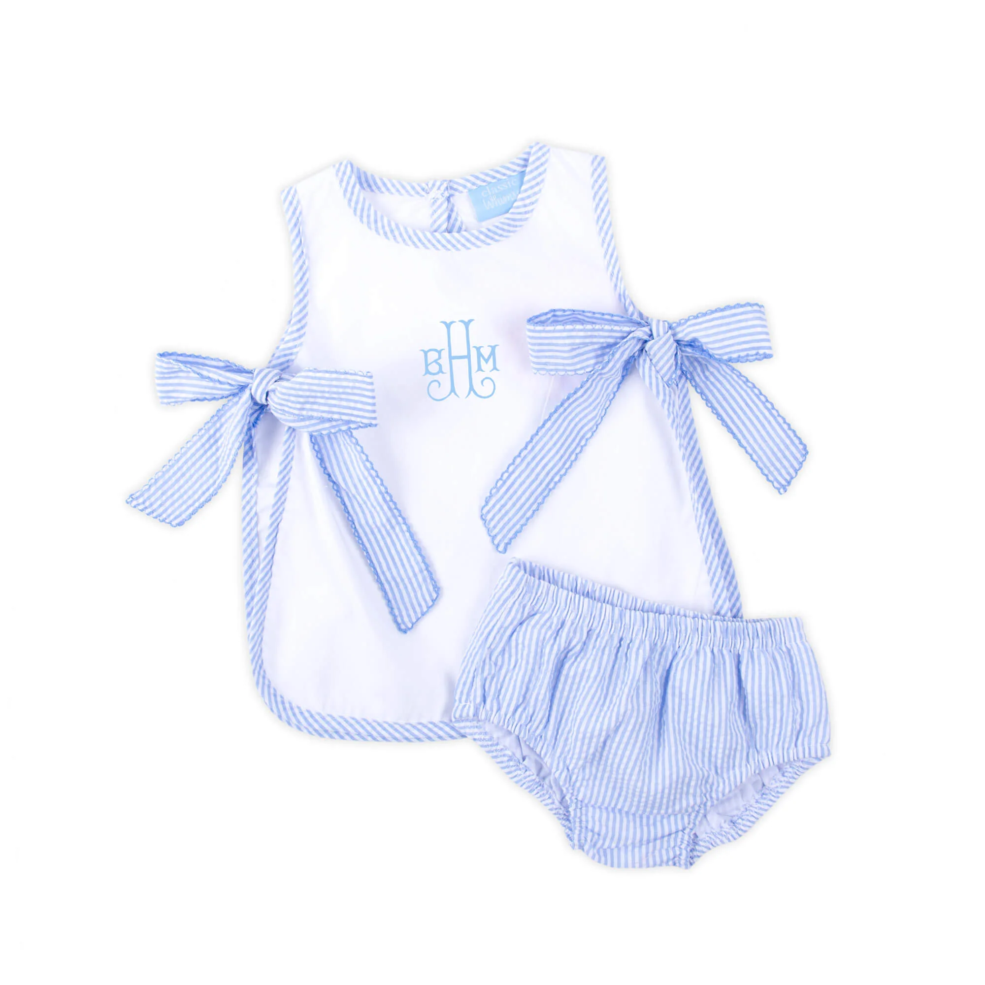 Light Blue Stripe Seersucker Popover Set - Image 2
