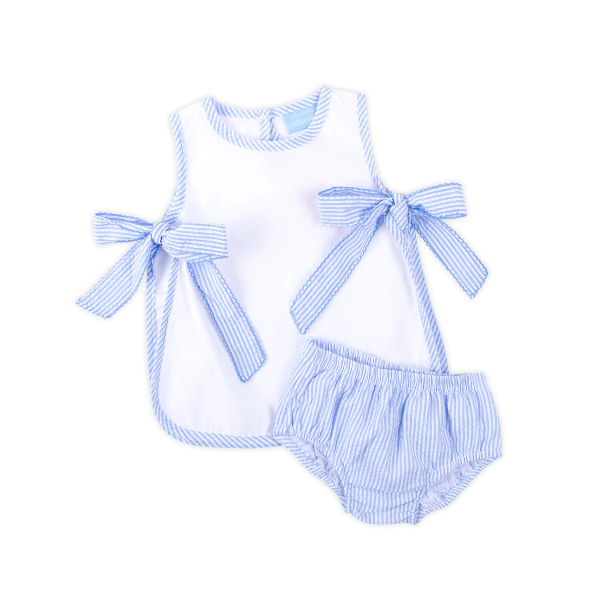 Light Blue Stripe Seersucker Popover Set - Image 4