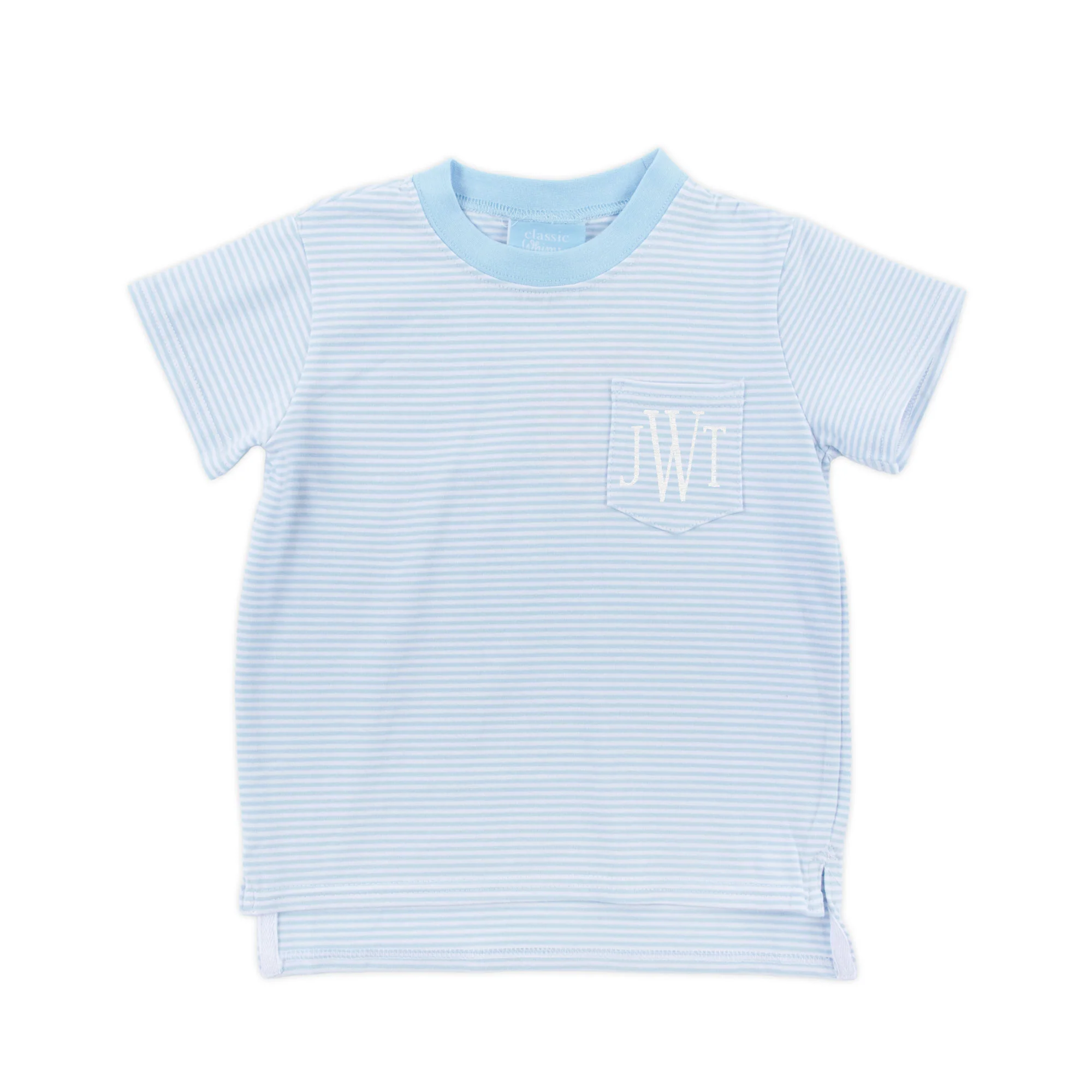 Light Blue Thin Stripe Short Sleeve Pocket Shirt - Image 2