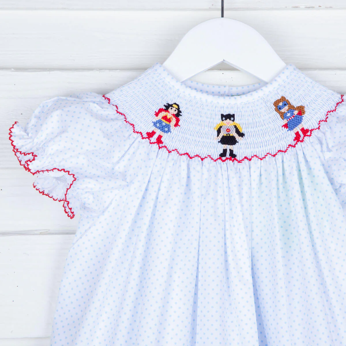 Superhero Smocked Light Blue Legging Set - Image 2