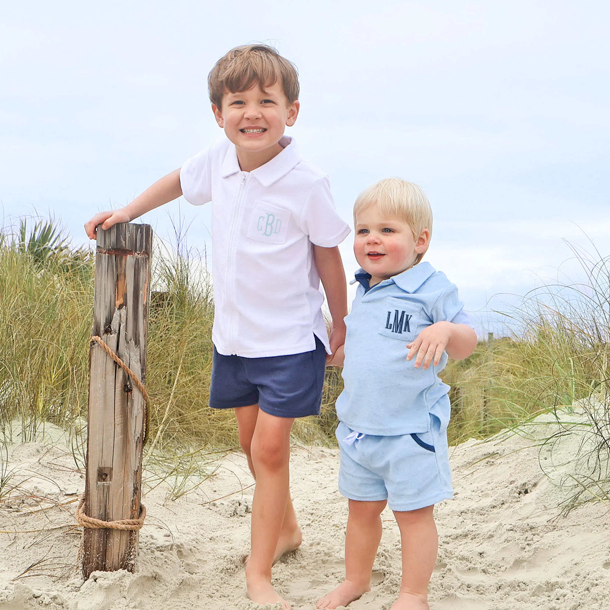 Light Blue Terry Polo Short Set - Image 3