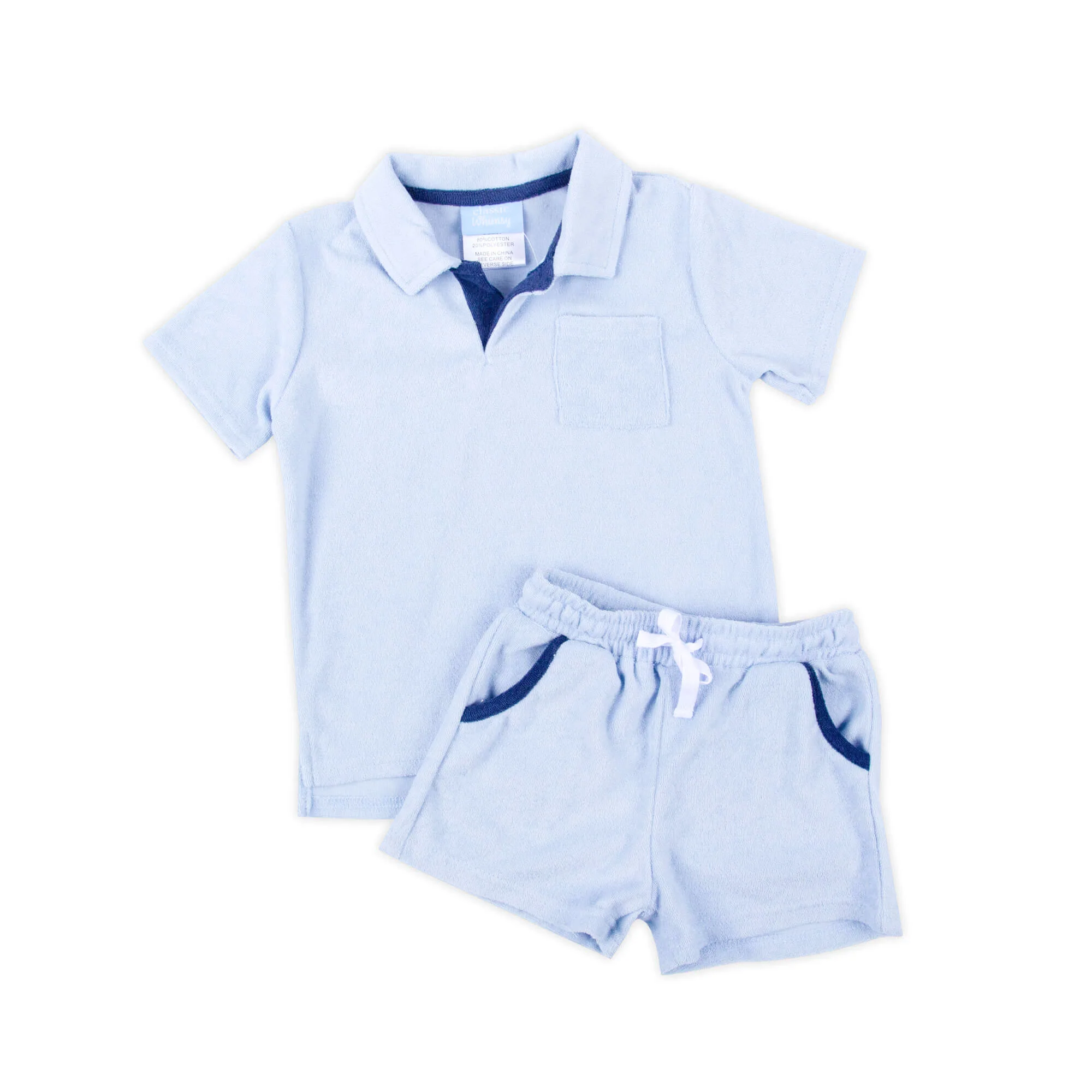 Light Blue Terry Polo Short Set - Image 4