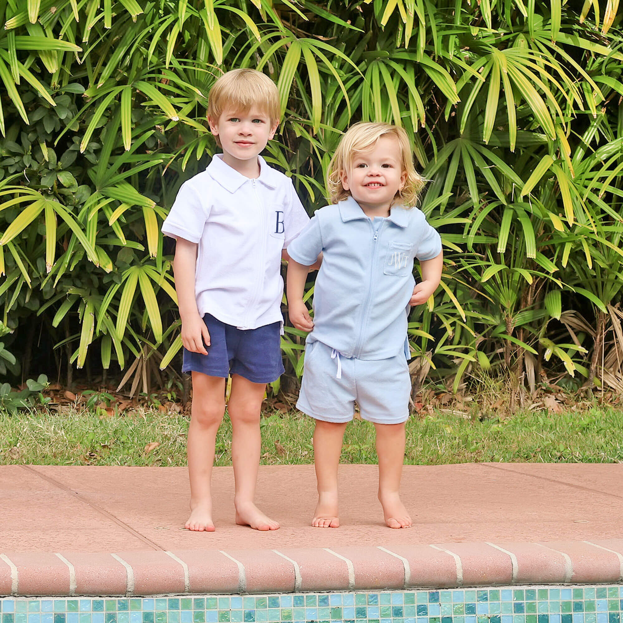 Light Blue Terry Swim Cover Up Short Set - Image 3