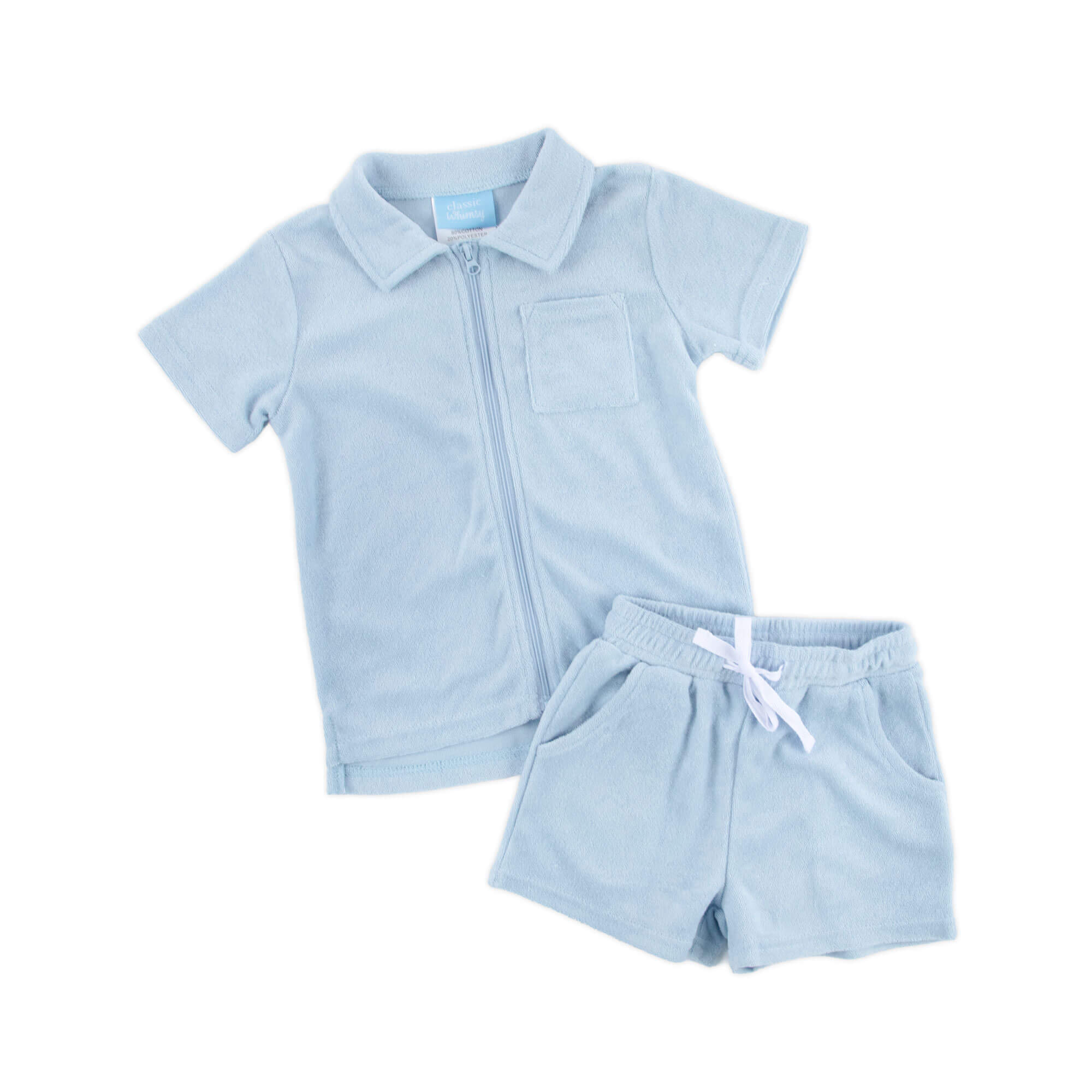 Light Blue Terry Swim Cover Up Short Set - Image 4