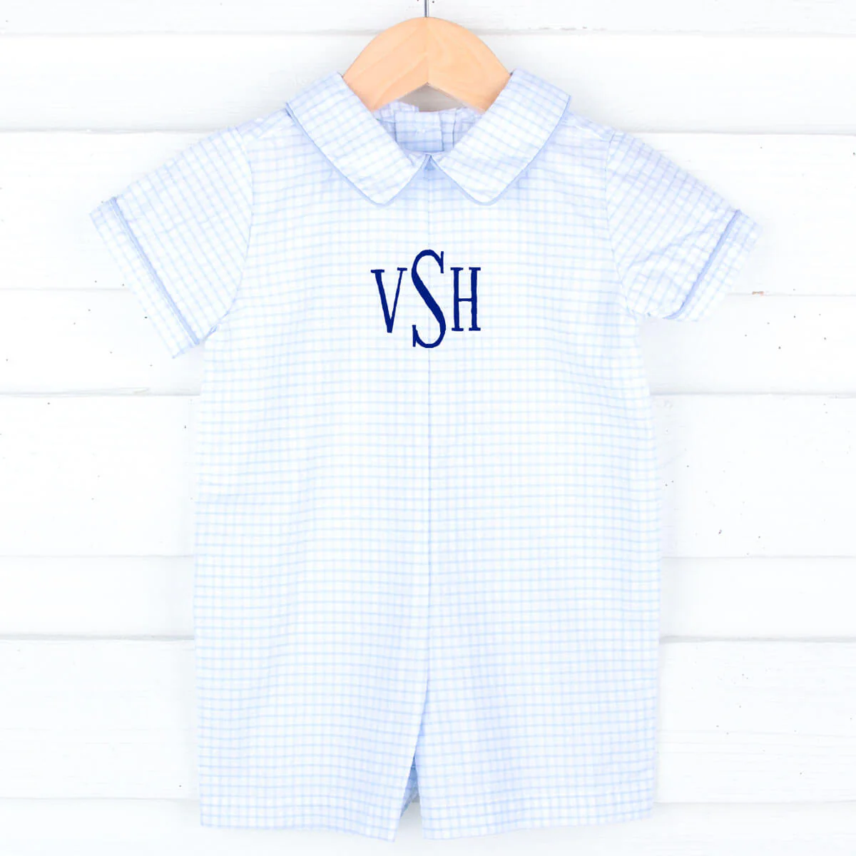 Light Blue Windowpane Collared Jon Jon - Image 3
