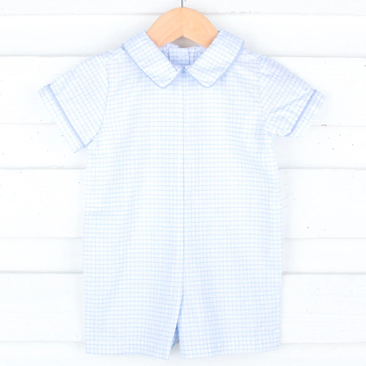 Light Blue Windowpane Collared Jon Jon - Image 4