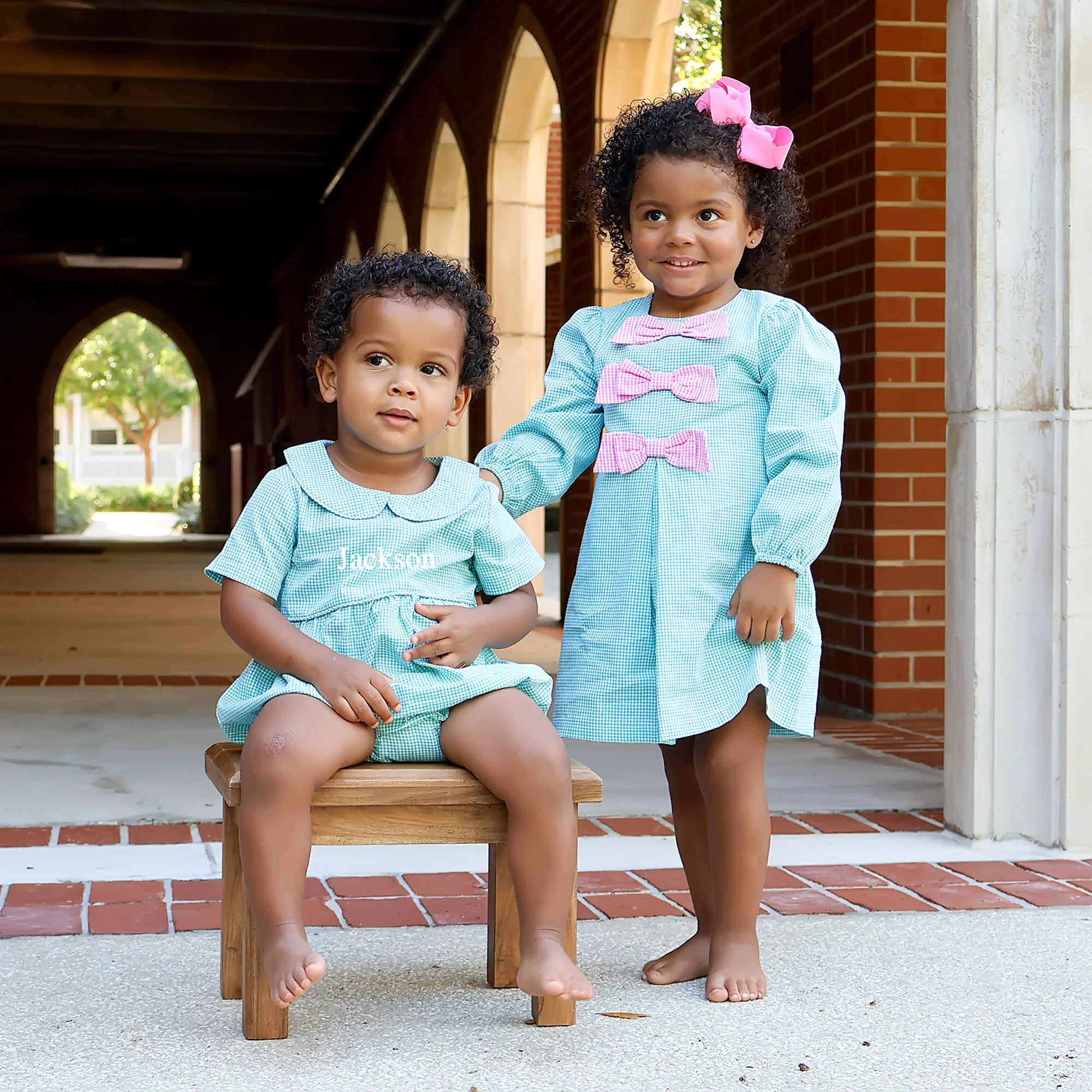 Mint Green Gingham Collared Bubble - Image 3