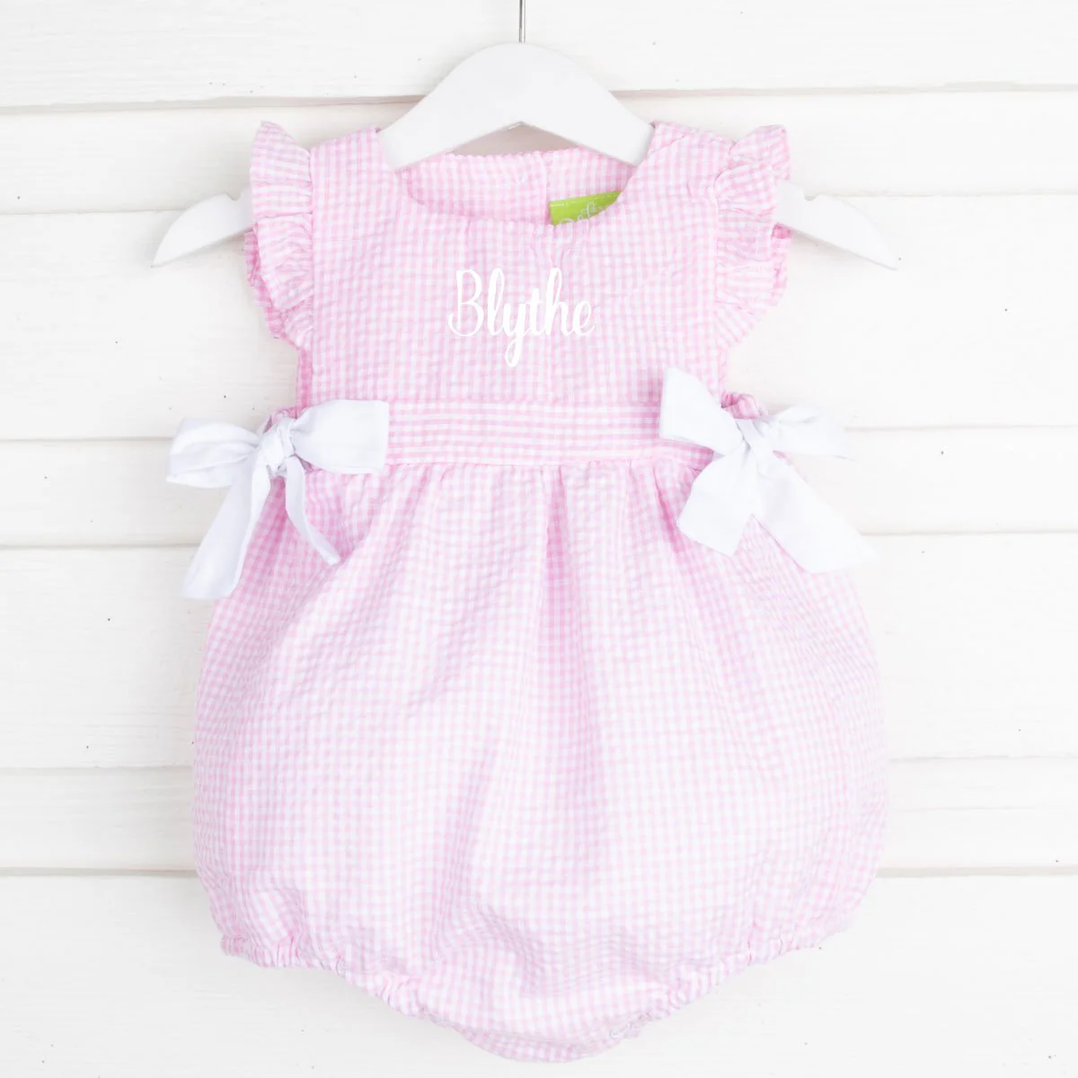 Light Pink Gingham Side Tie Bubble - Image 3