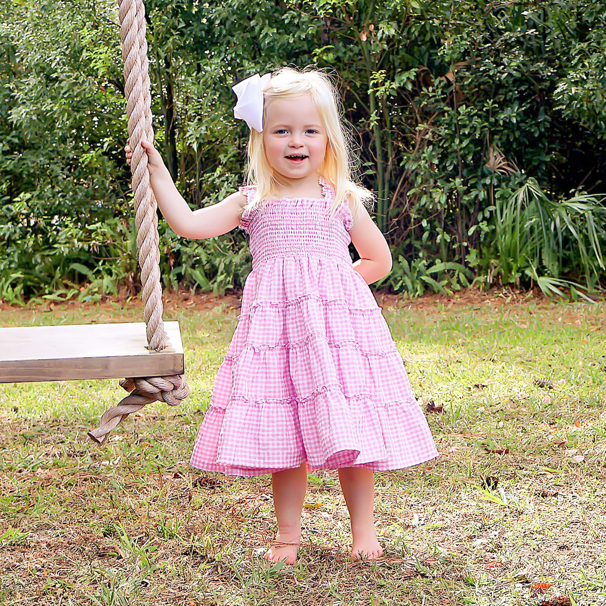 Light Pink Gingham Willow Dress - Image 3