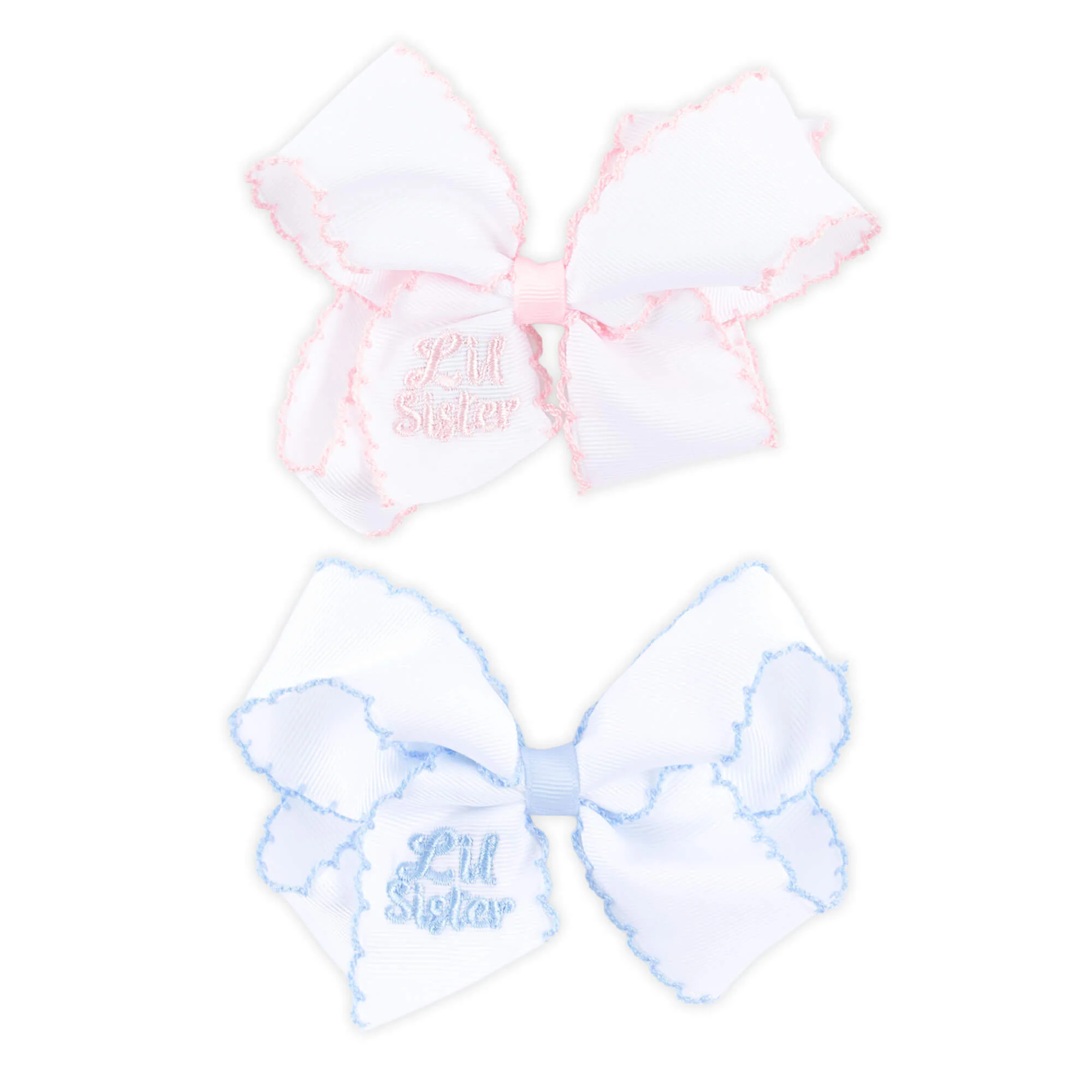 Lil Sister Embroidered Moonstitch Hair Bow