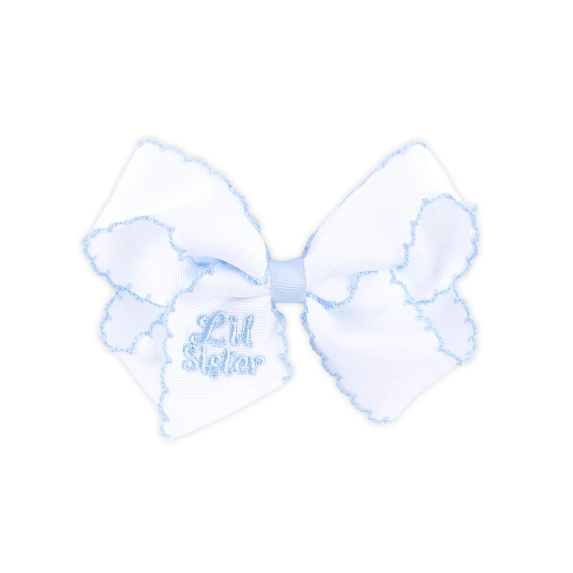 Lil Sister Embroidered Moonstitch Hair Bow - Image 2