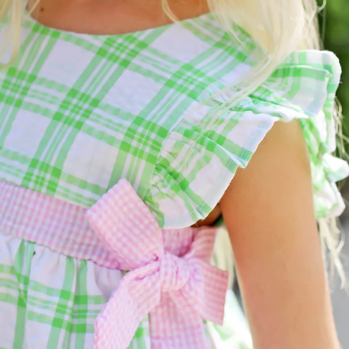 Lime Green Plaid Avery Short Set - Image 2