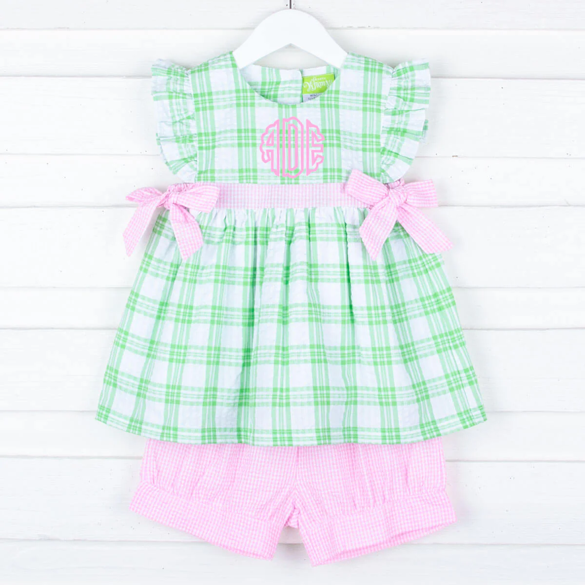 Lime Green Plaid Avery Short Set - Image 3