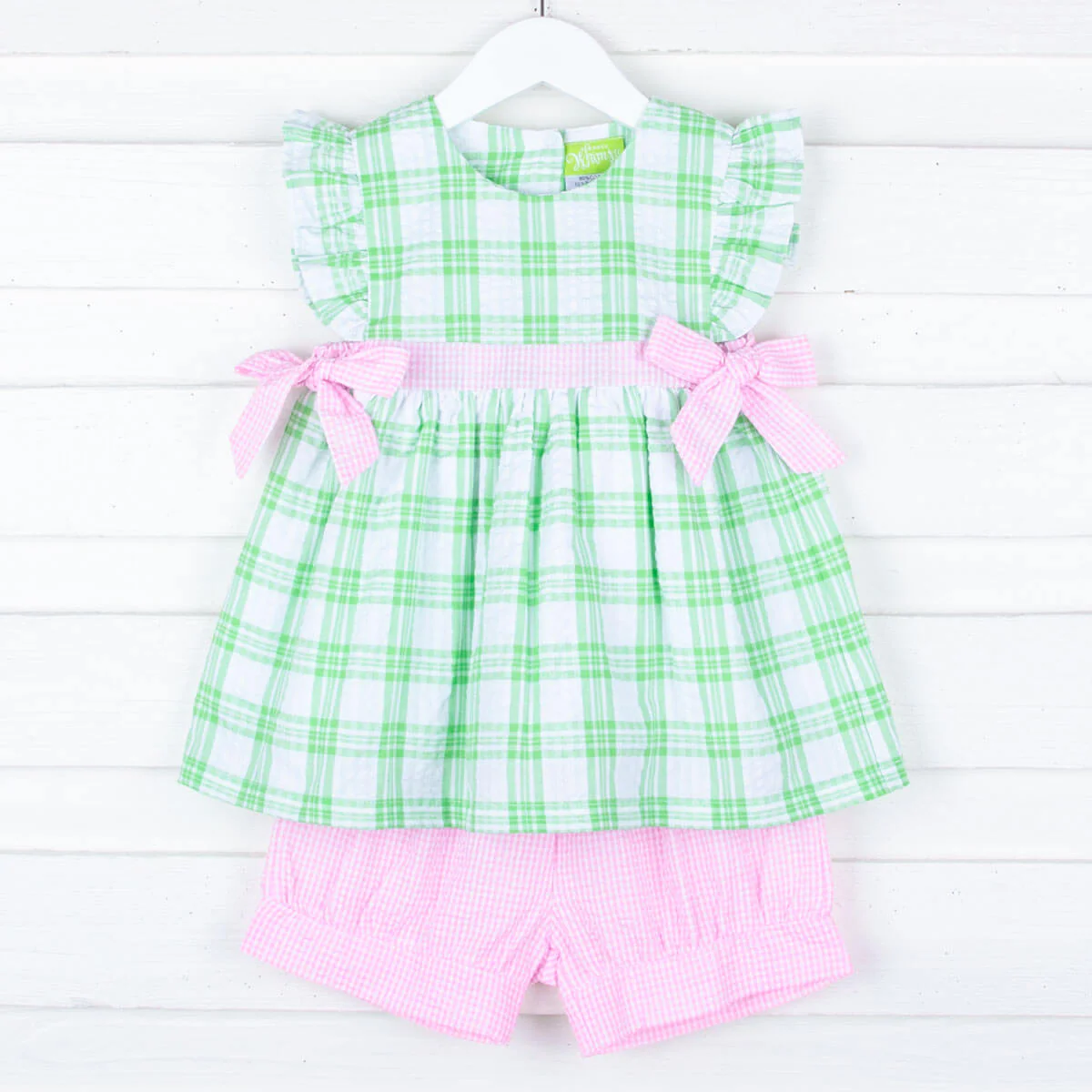 Lime Green Plaid Avery Short Set - Image 4