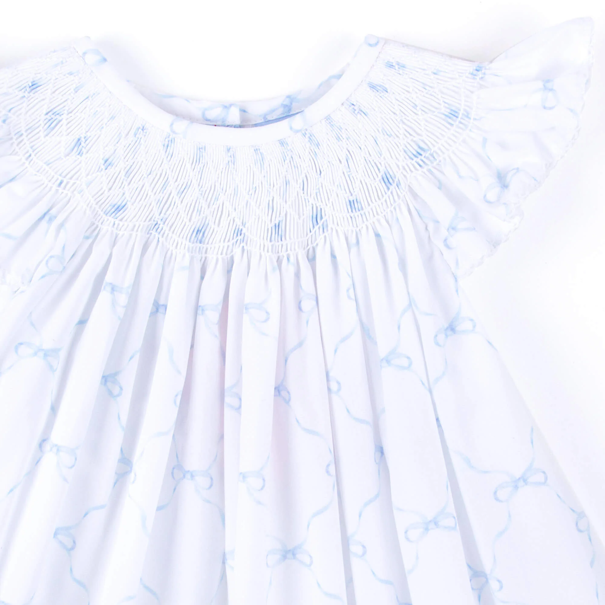 Little Blue Bow Smocked Angel Sleeve Bloomer Set - Image 2