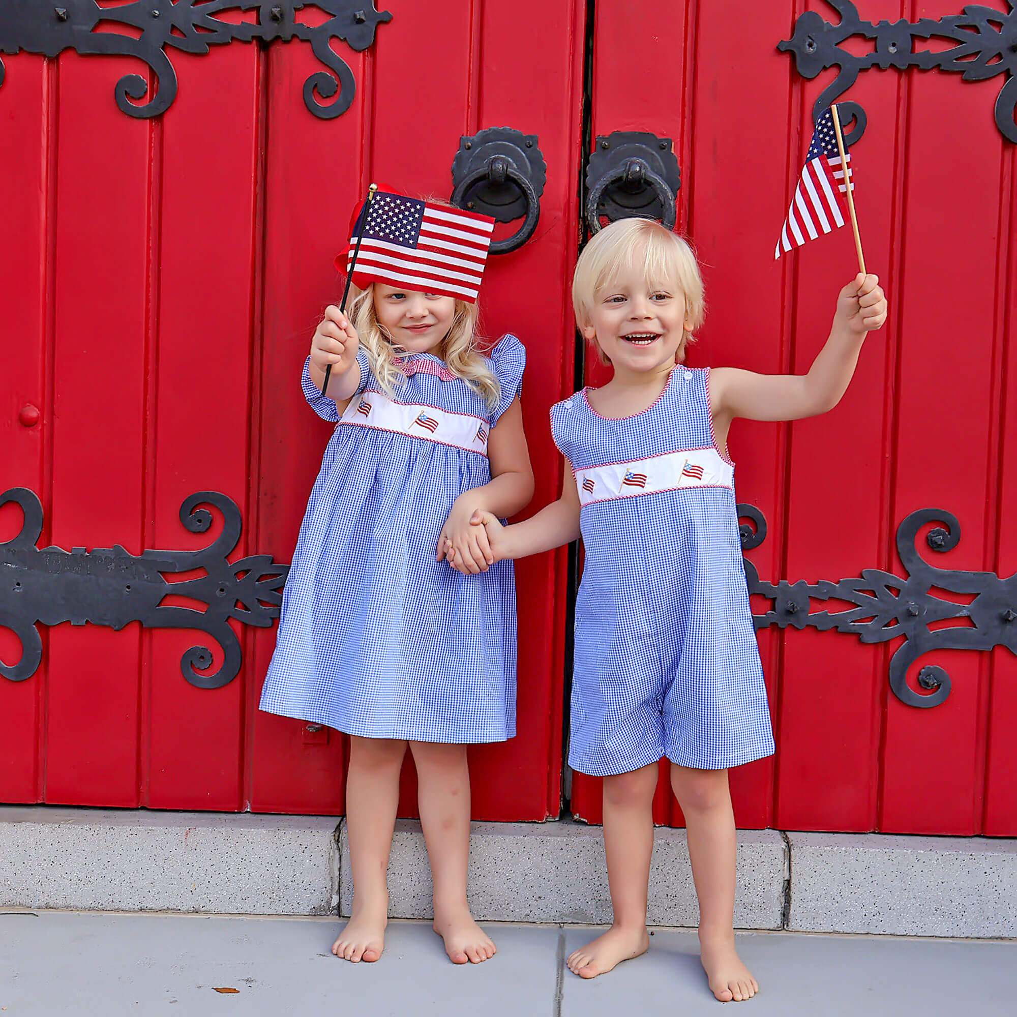 Little Patriot Blue Gingham Jon Jon - Image 4