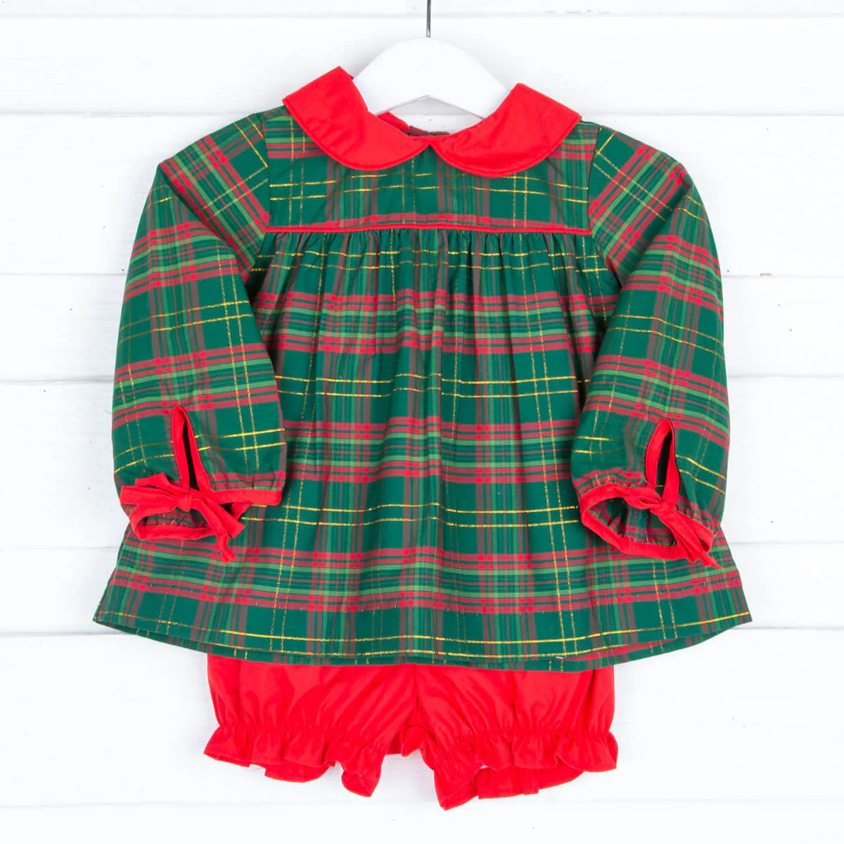 Christmas Green Plaid Lillian Bloomer Set - Image 2