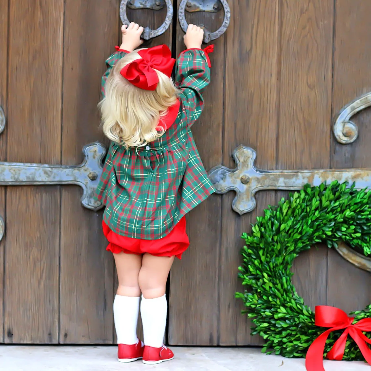 Christmas Green Plaid Lillian Bloomer Set - Image 7