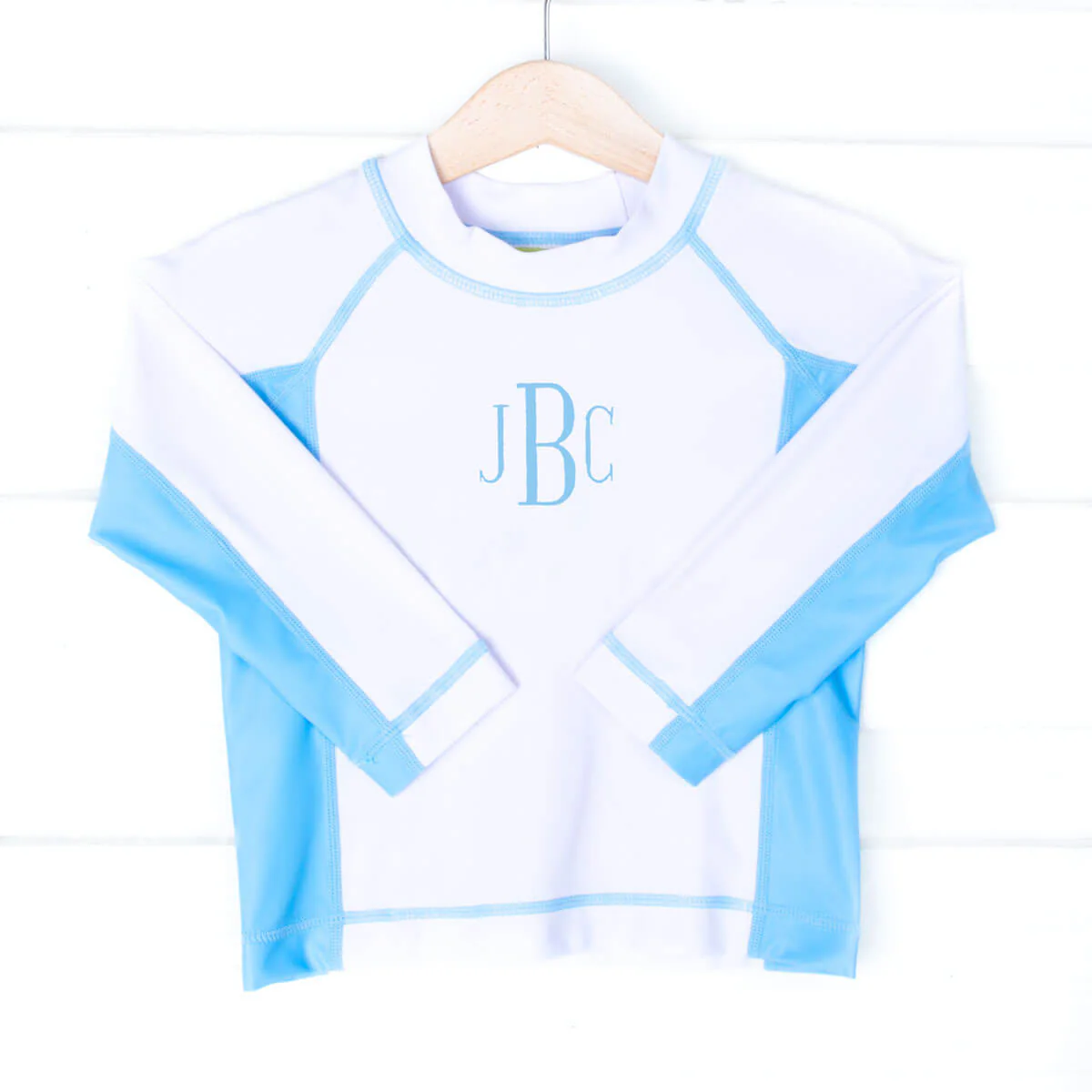 Long Sleeve Rash Guard White and Blue - Image 2