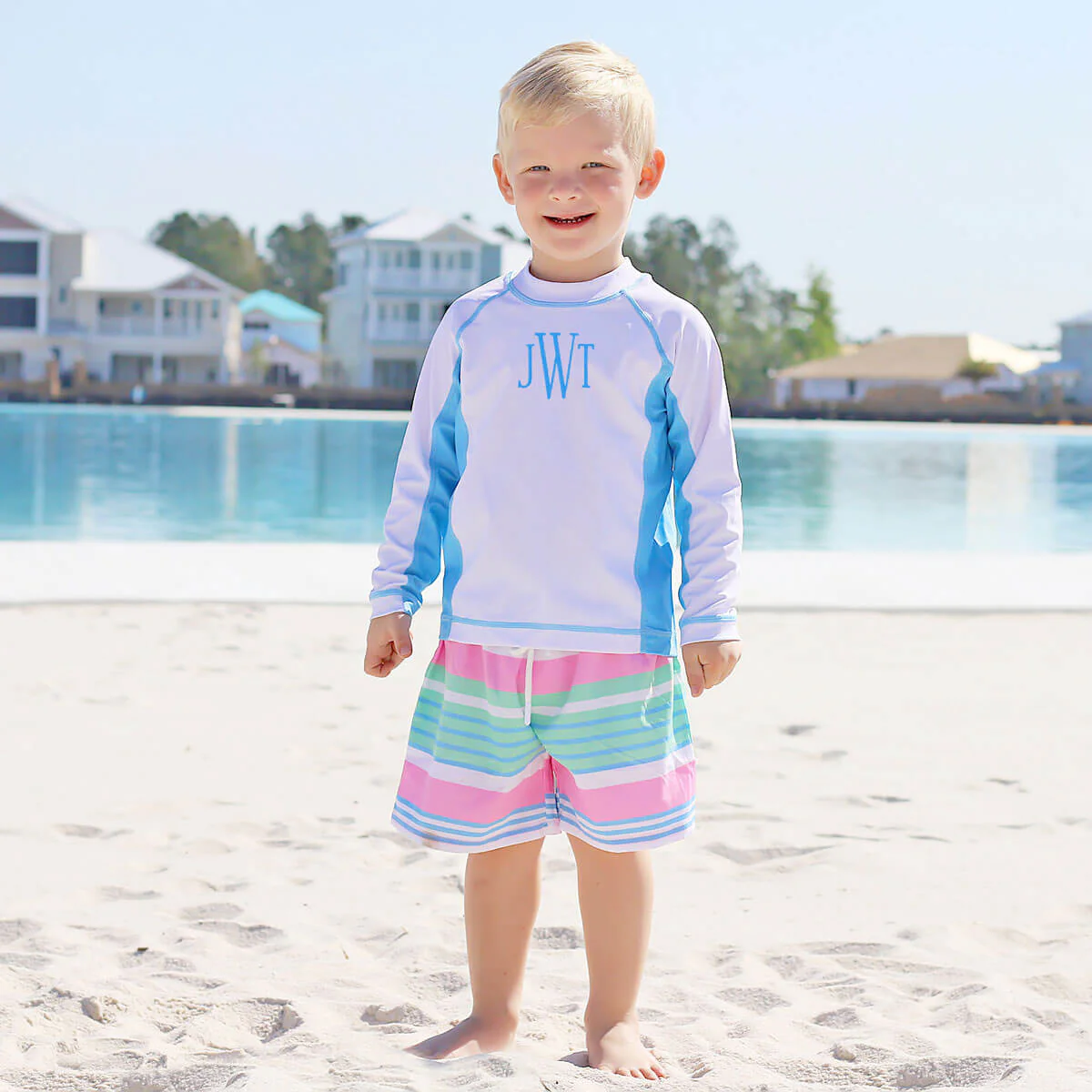 Long Sleeve Rash Guard White and Blue - Image 3