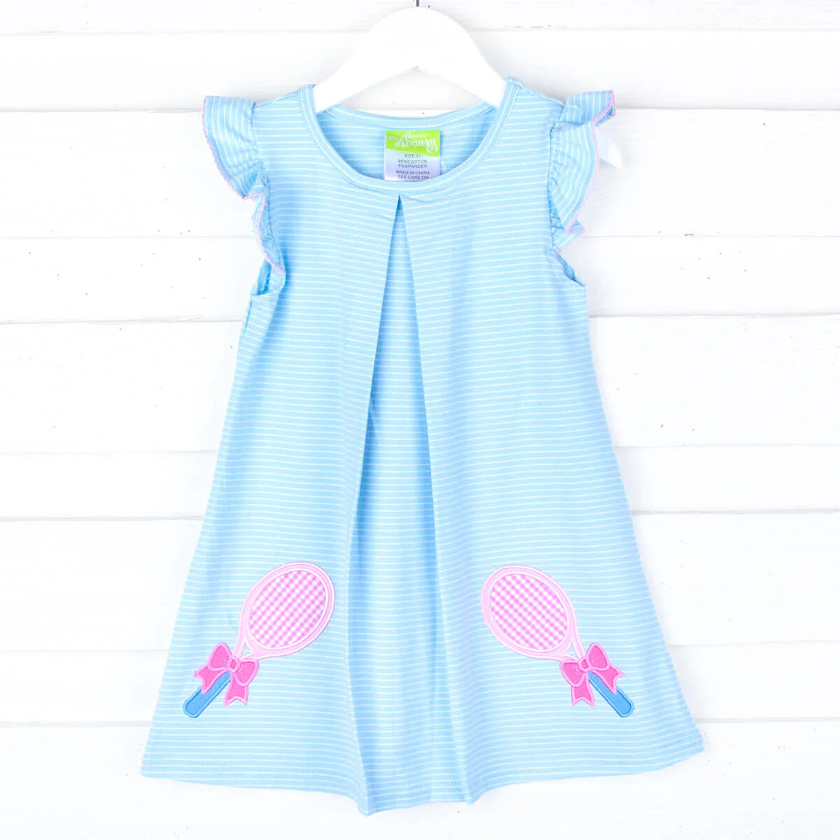 Tennis Appliqué Claire Dress Blue Stripe - Image 3