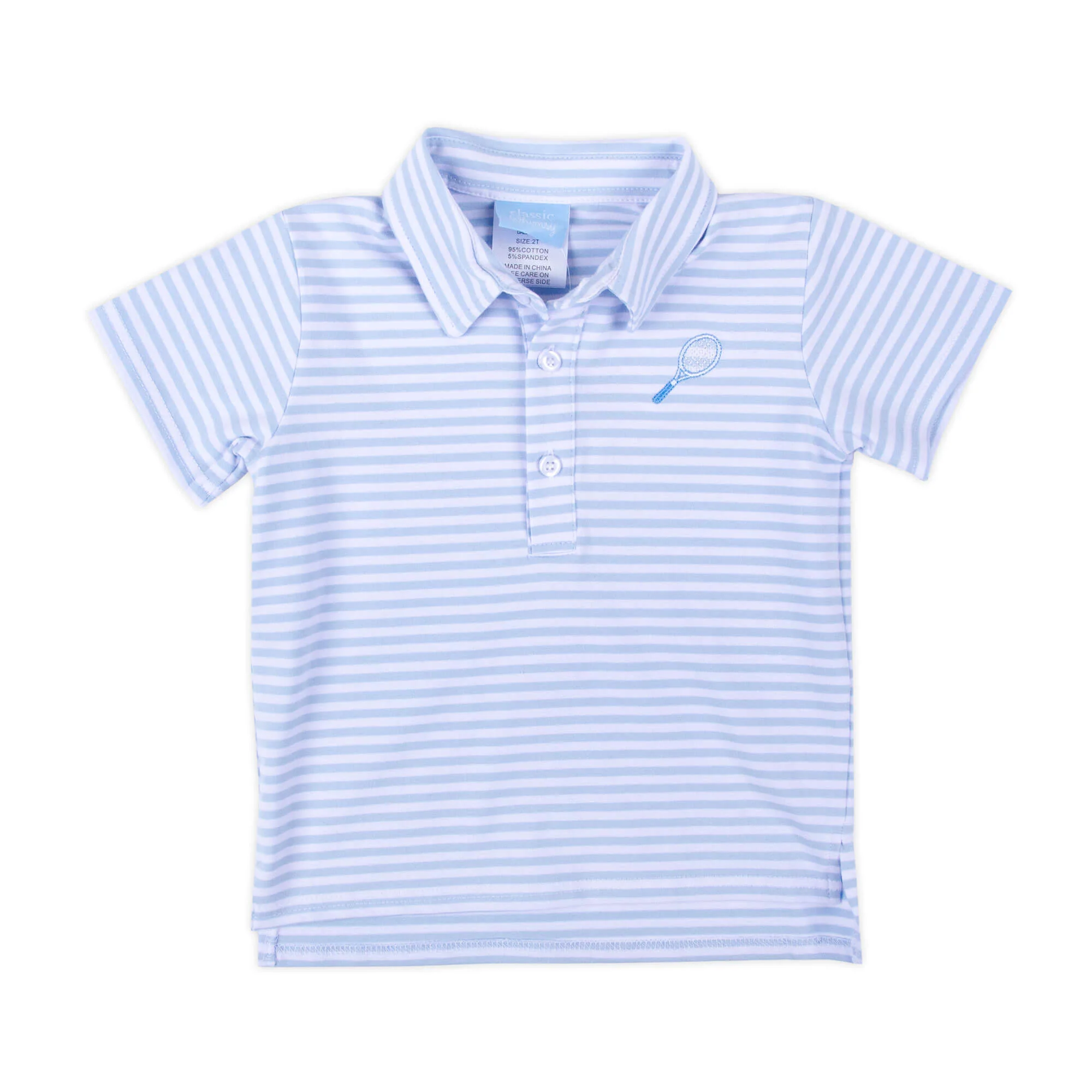Tennis Racquet Polo French Blue Stripe - Image 5