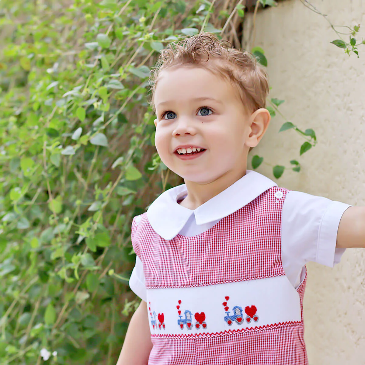 Love Overload Red Train Smocked Longall - Image 2