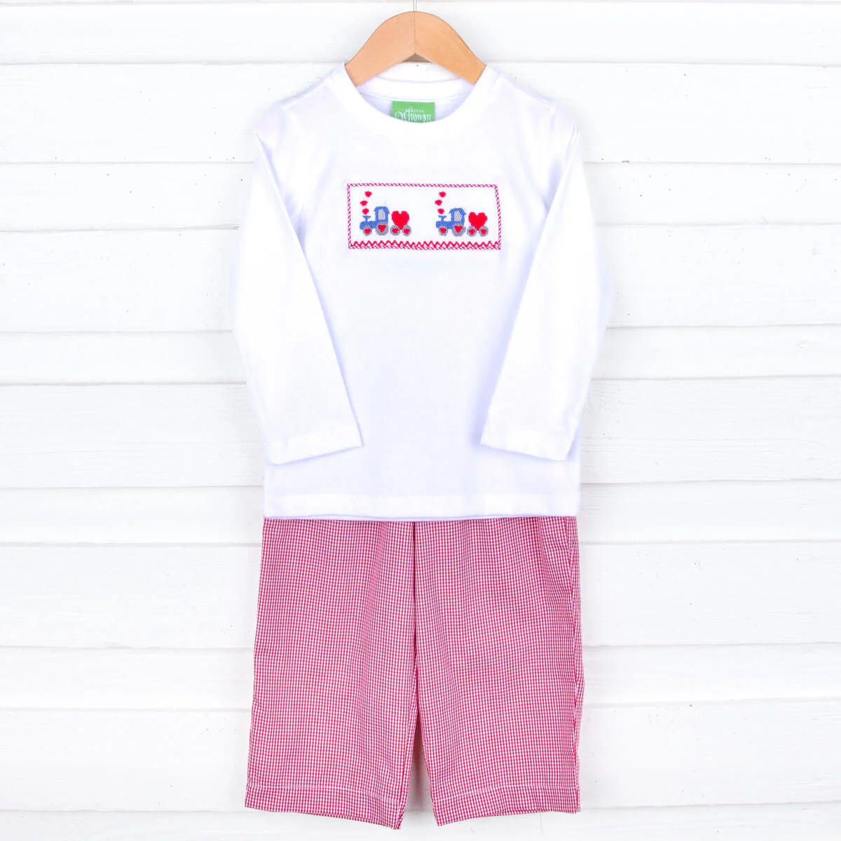 Love Overload Red Train Smocked Pant Set - Image 3