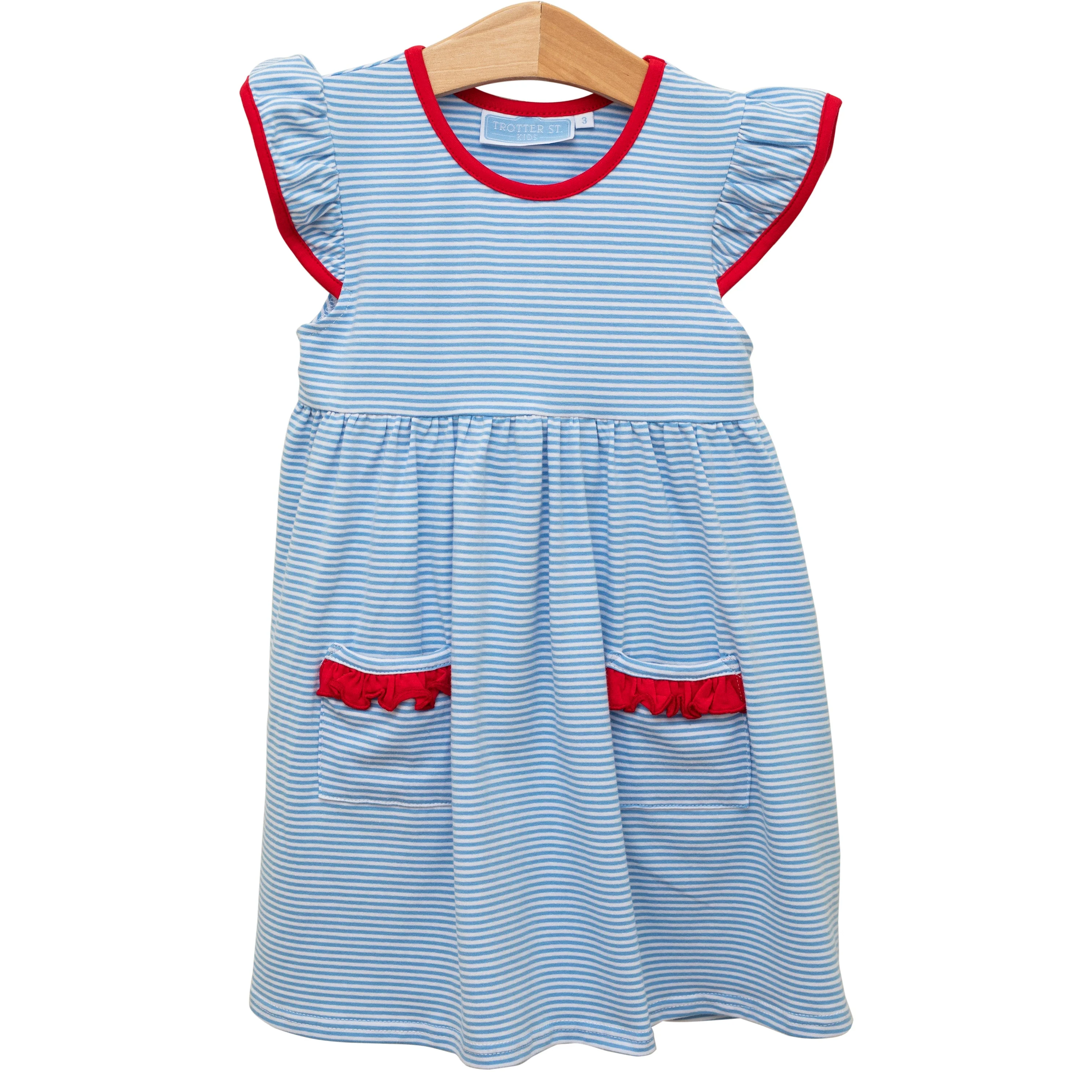 Lucy Cornflower Blue Stripe Dress - Image 2