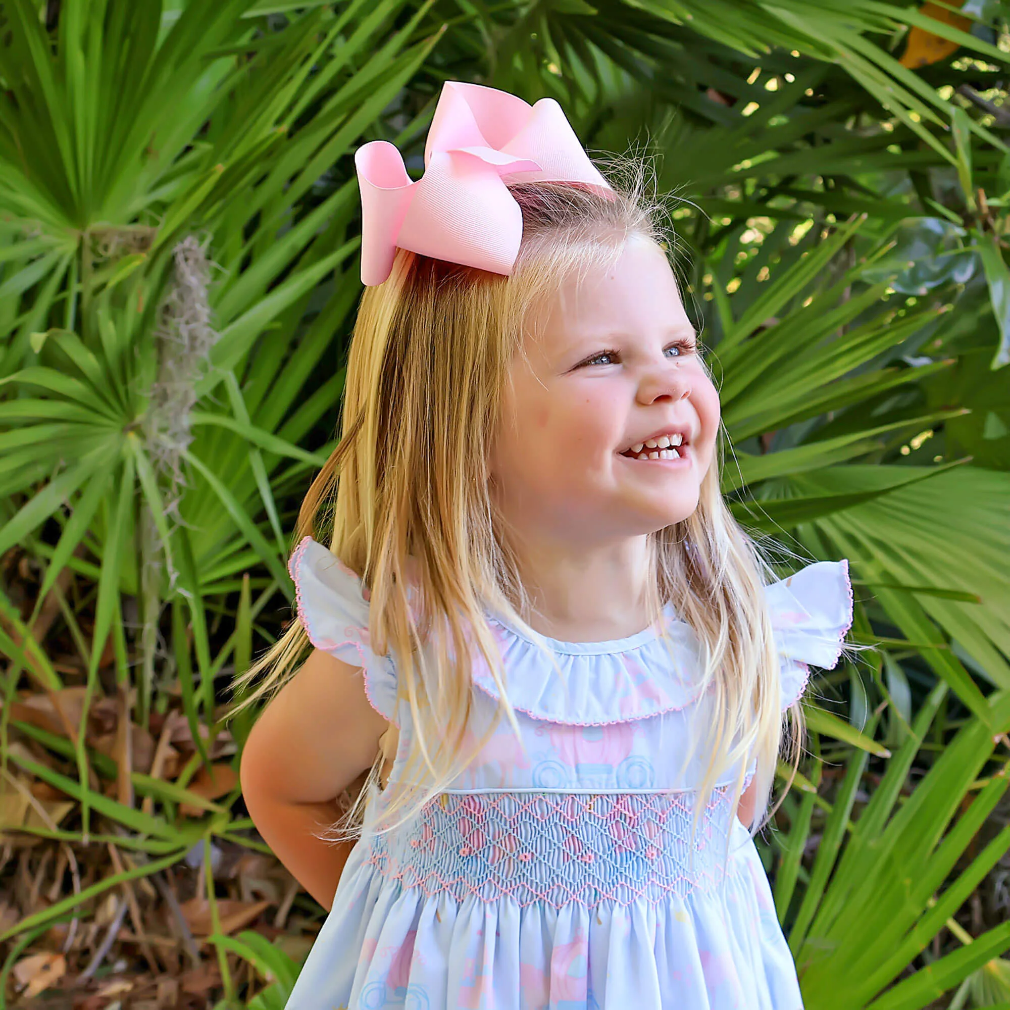 Magical Princess Light Blue Smocked Collared Dress - Image 2