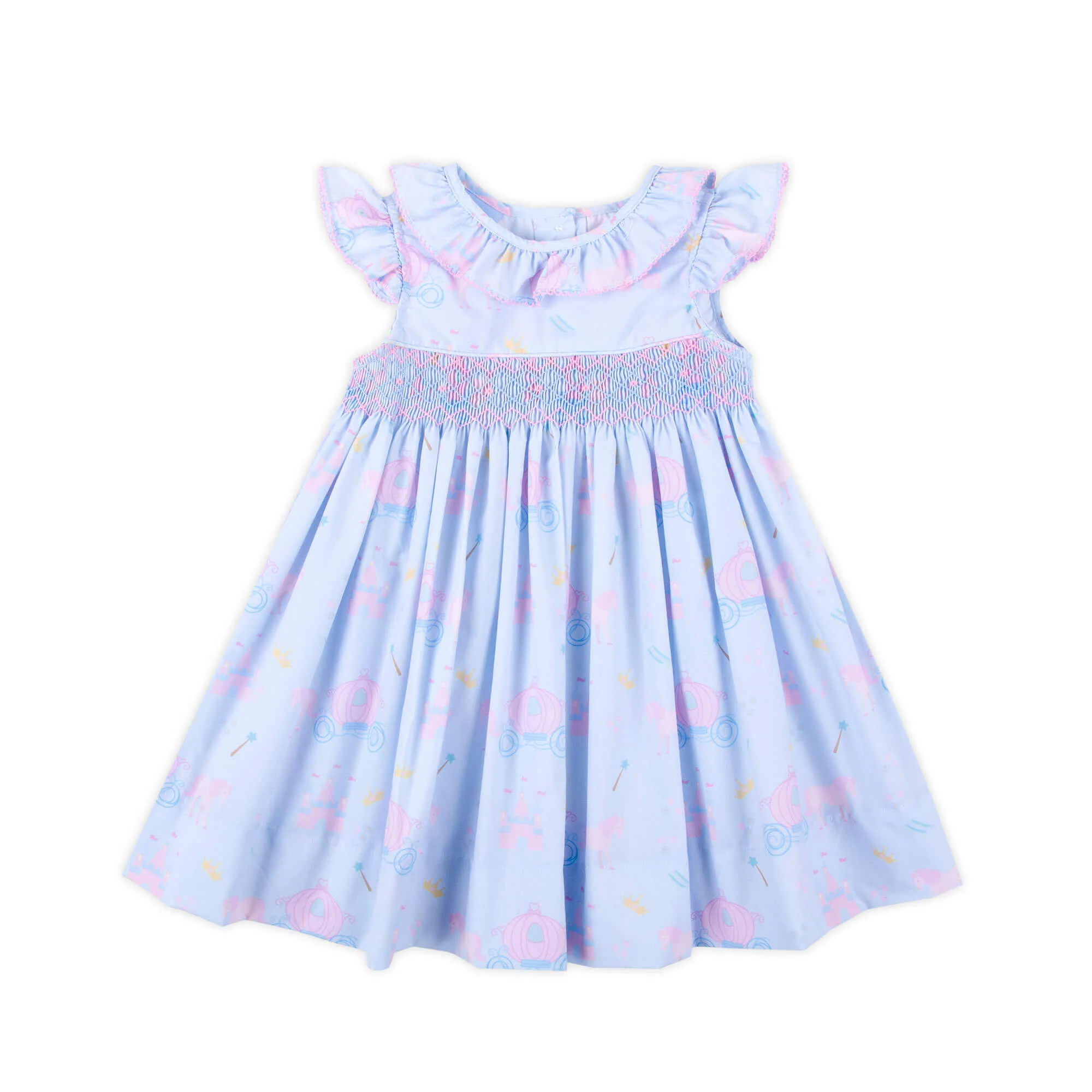 Magical Princess Light Blue Smocked Collared Dress - Image 3