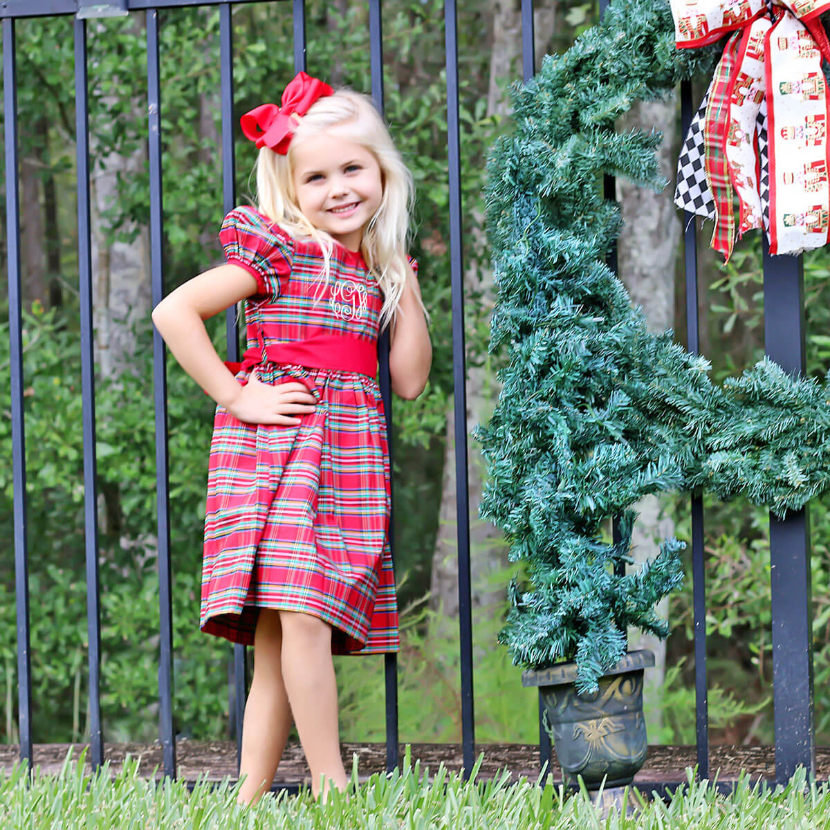 Manchester Plaid Red Sash Dress - Image 7