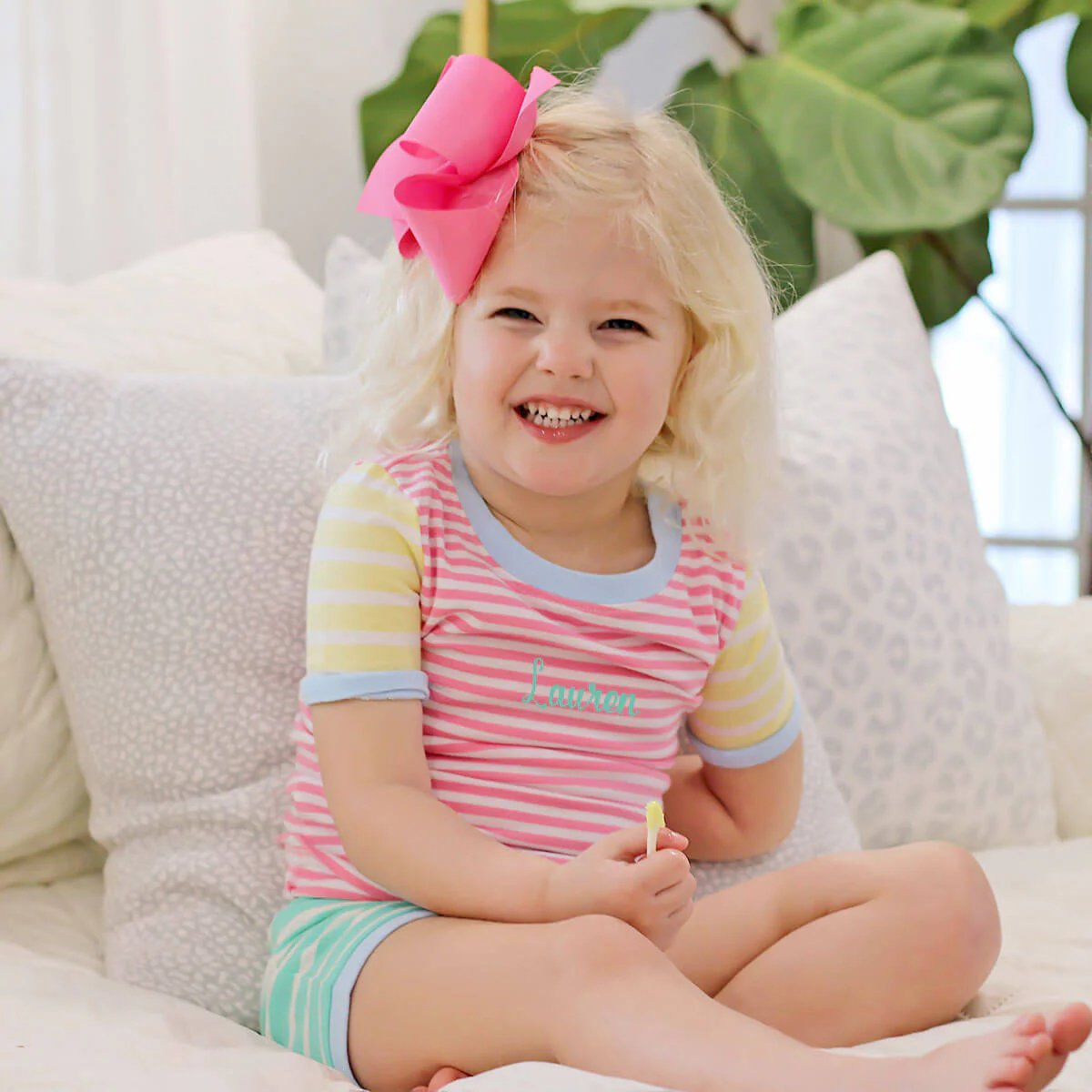 Colorblock Girl Short Pajamas - Image 3