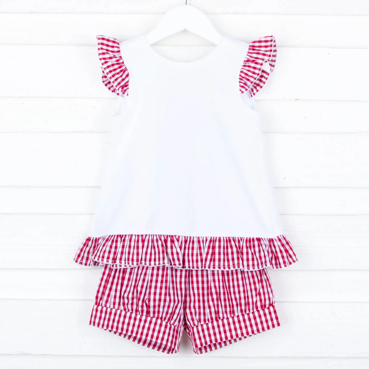 Maroon Gingham Tie Back Short Set - Image 3