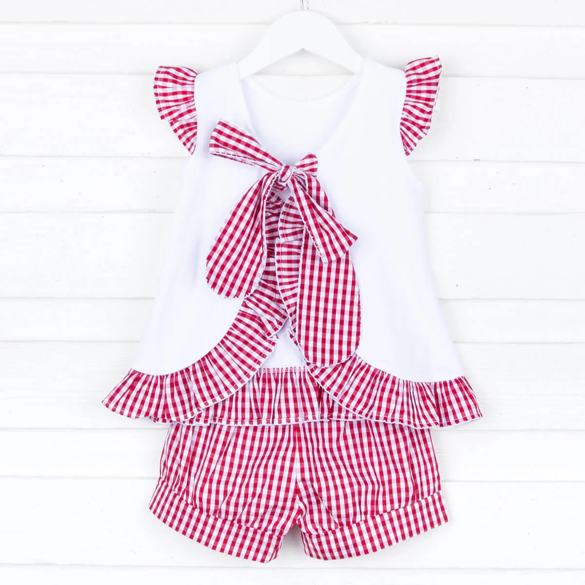 Maroon Gingham Tie Back Short Set - Image 4