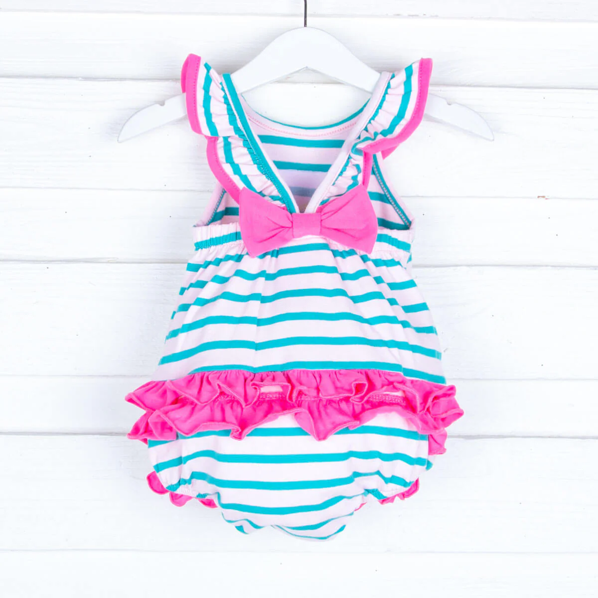 Mermaid Applique Stripe Ruffle Bubble - Image 3