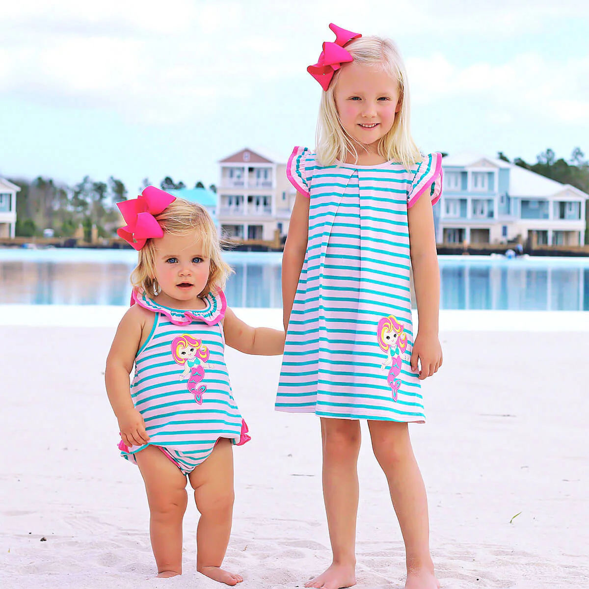Mermaid Applique Stripe Ruffle Bubble - Image 6