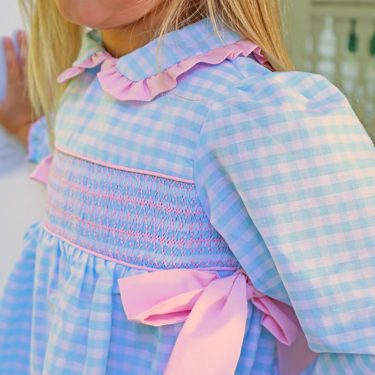 Mint Gingham Geo Smocked Legging Set - Image 2