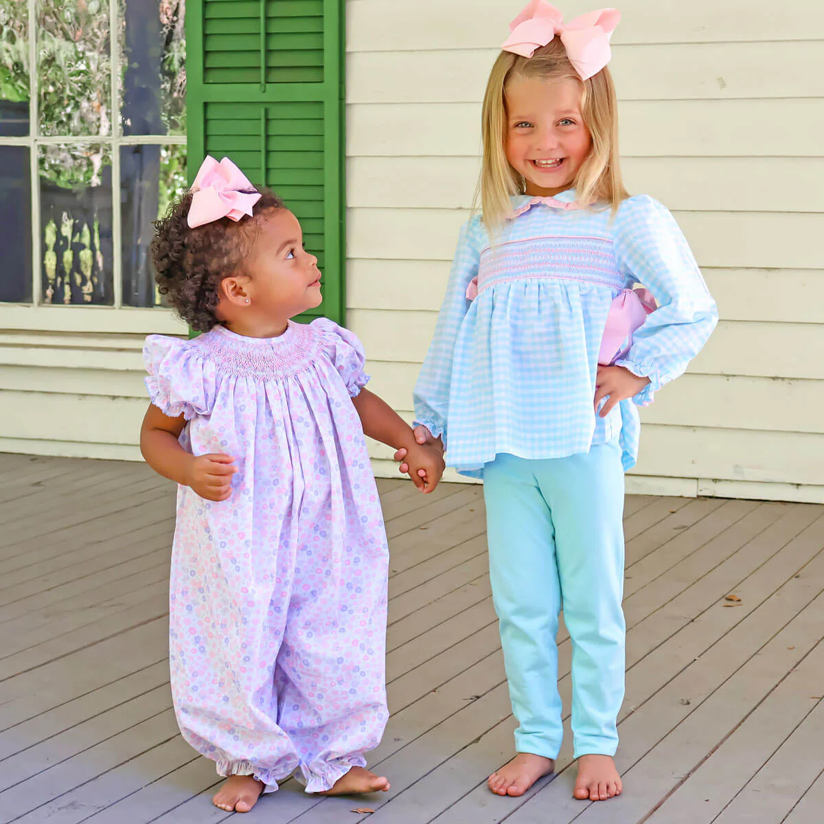 Pink Floral Geo Smocked Bishop Long Bubble - Image 5
