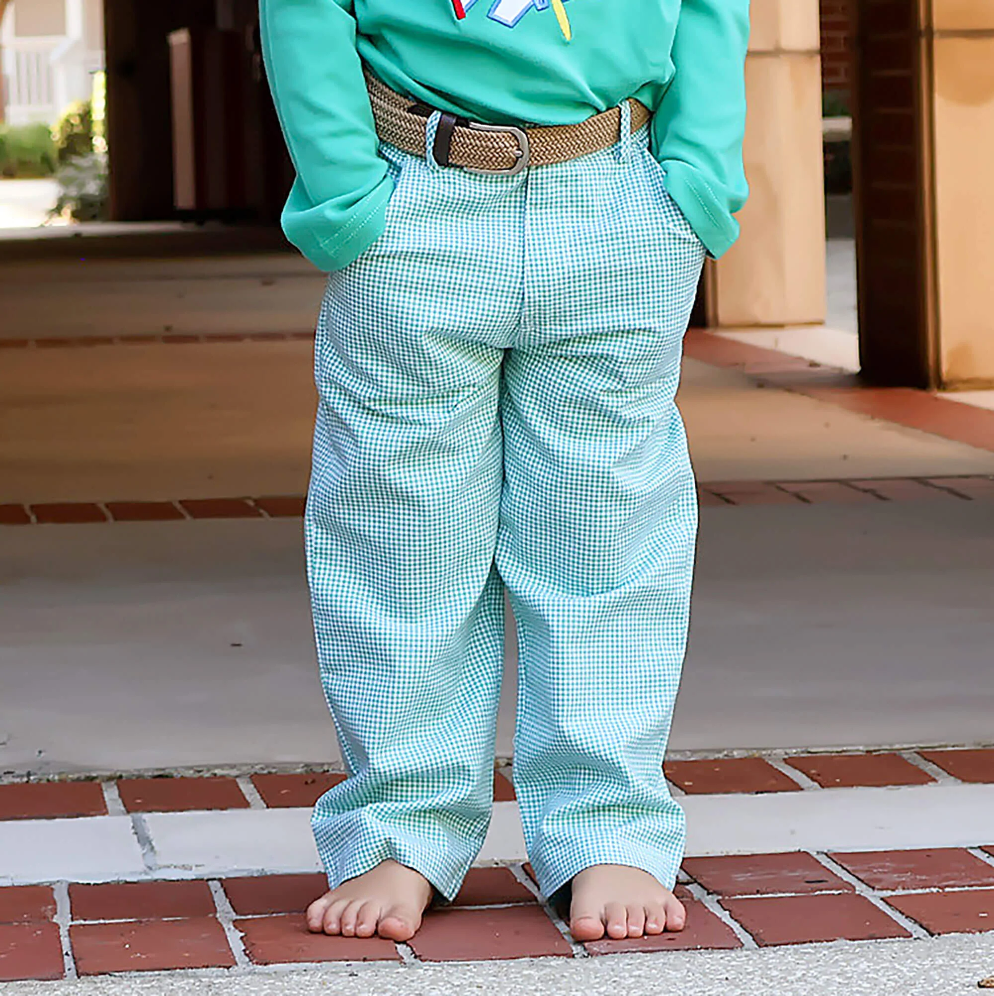 Mint Green Gingham Standard Pants - Image 2