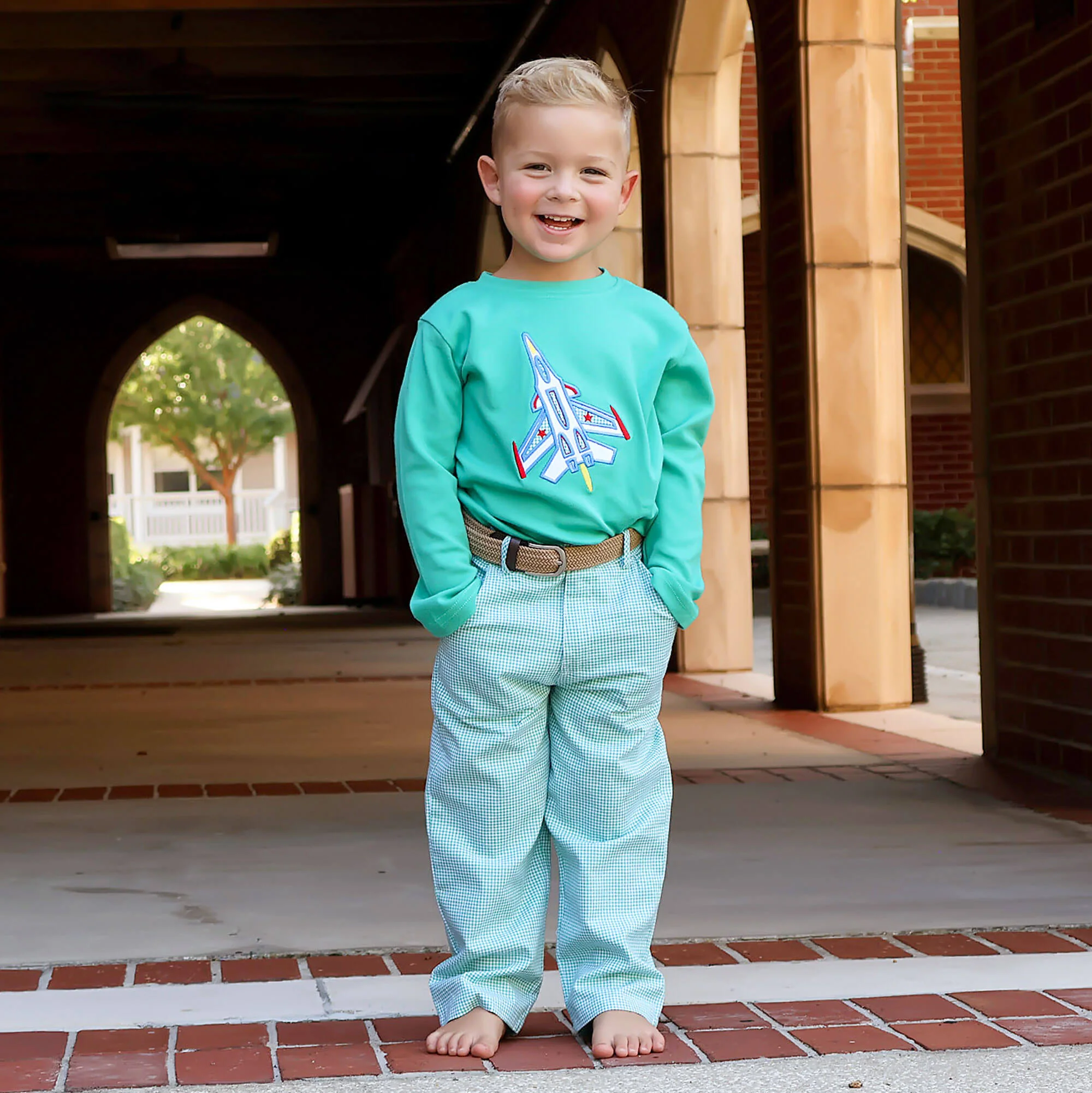 Mint Green Gingham Standard Pants - Image 3