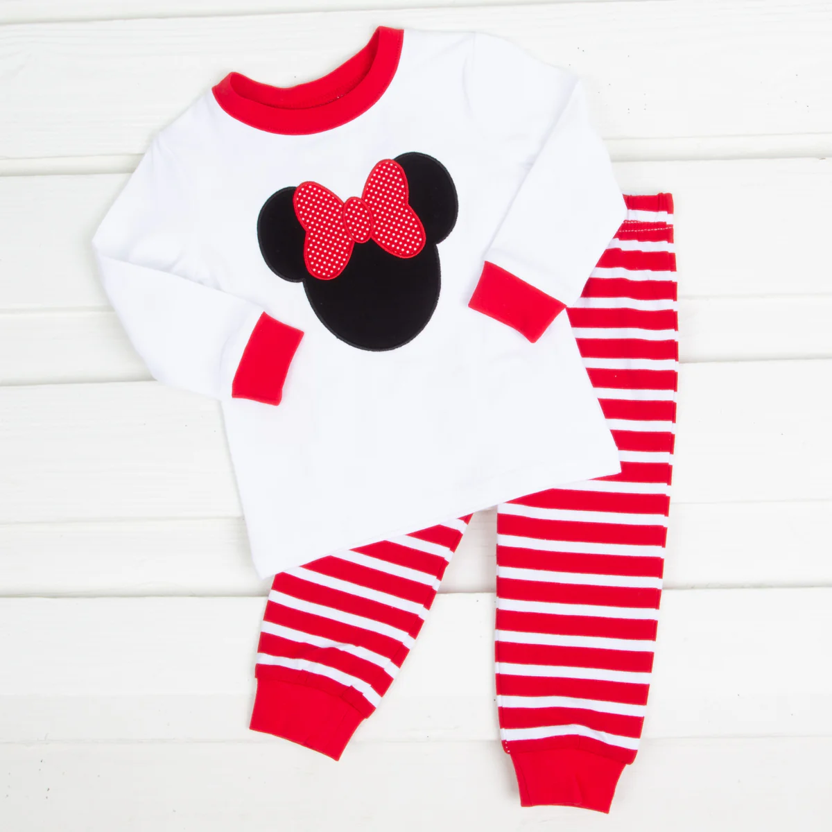 Mouse Ears Applique Girl Pajamas - Image 2
