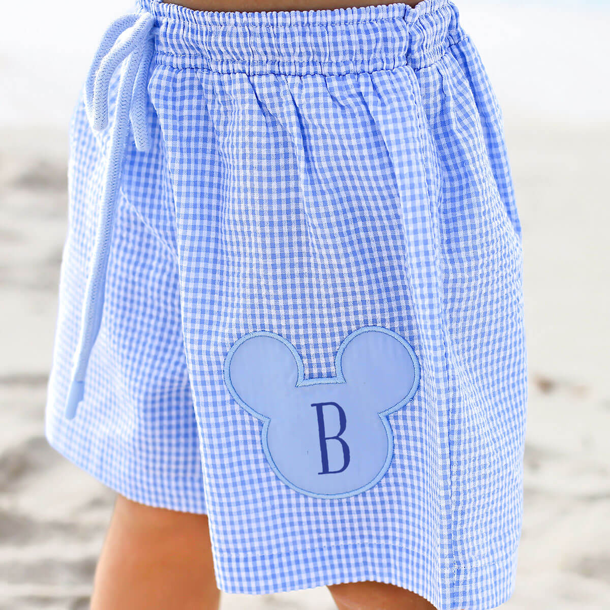 Mouse Ears Blue Gingham Swim Trunks - Image 3