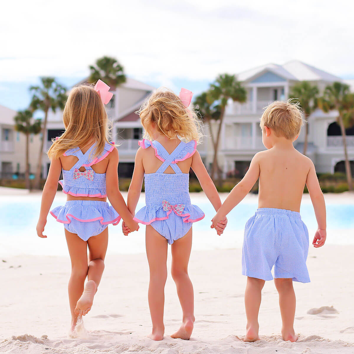 Mouse Ears Blue Gingham Swim Trunks - Image 5