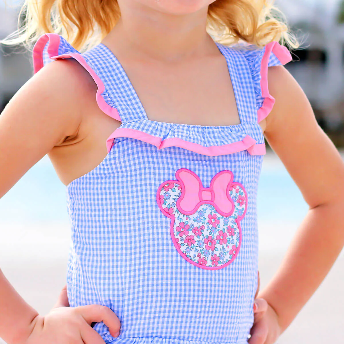 Mouse Ears Blue Gingham Swimsuit - Image 3