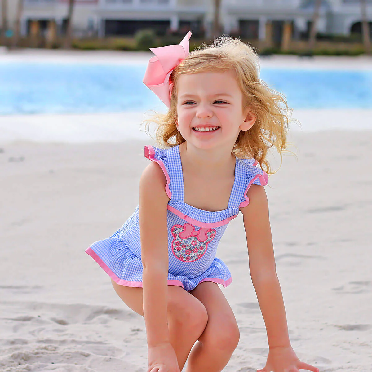 Mouse Ears Blue Gingham Swimsuit - Image 6