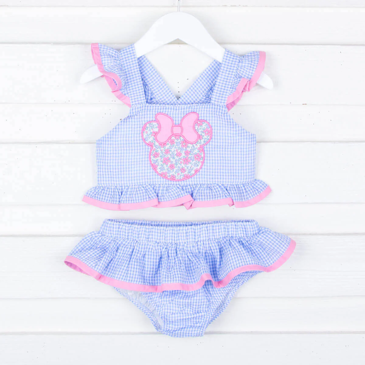 Mouse Ears Blue Gingham Two Piece Swimsuit - Image 2