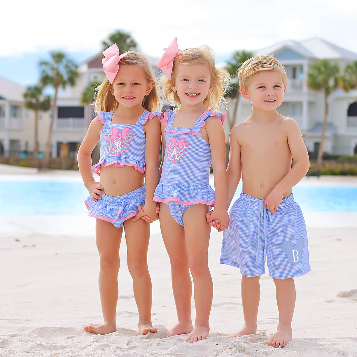 Mouse Ears Blue Gingham Two Piece Swimsuit - Image 6