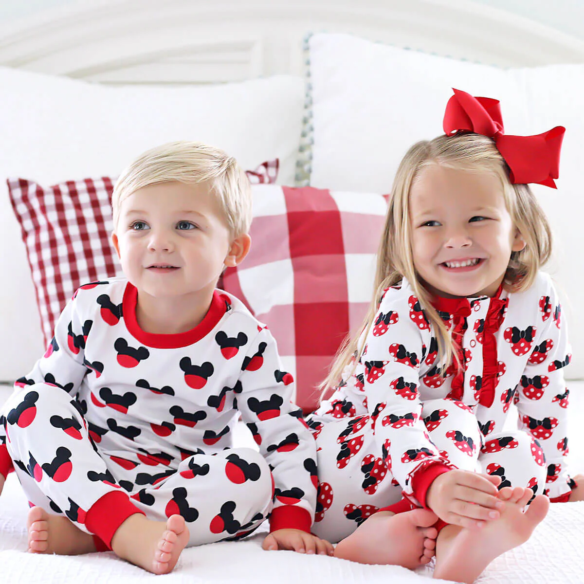 Mouse Ears Print Girls Henley Pajamas - Image 3