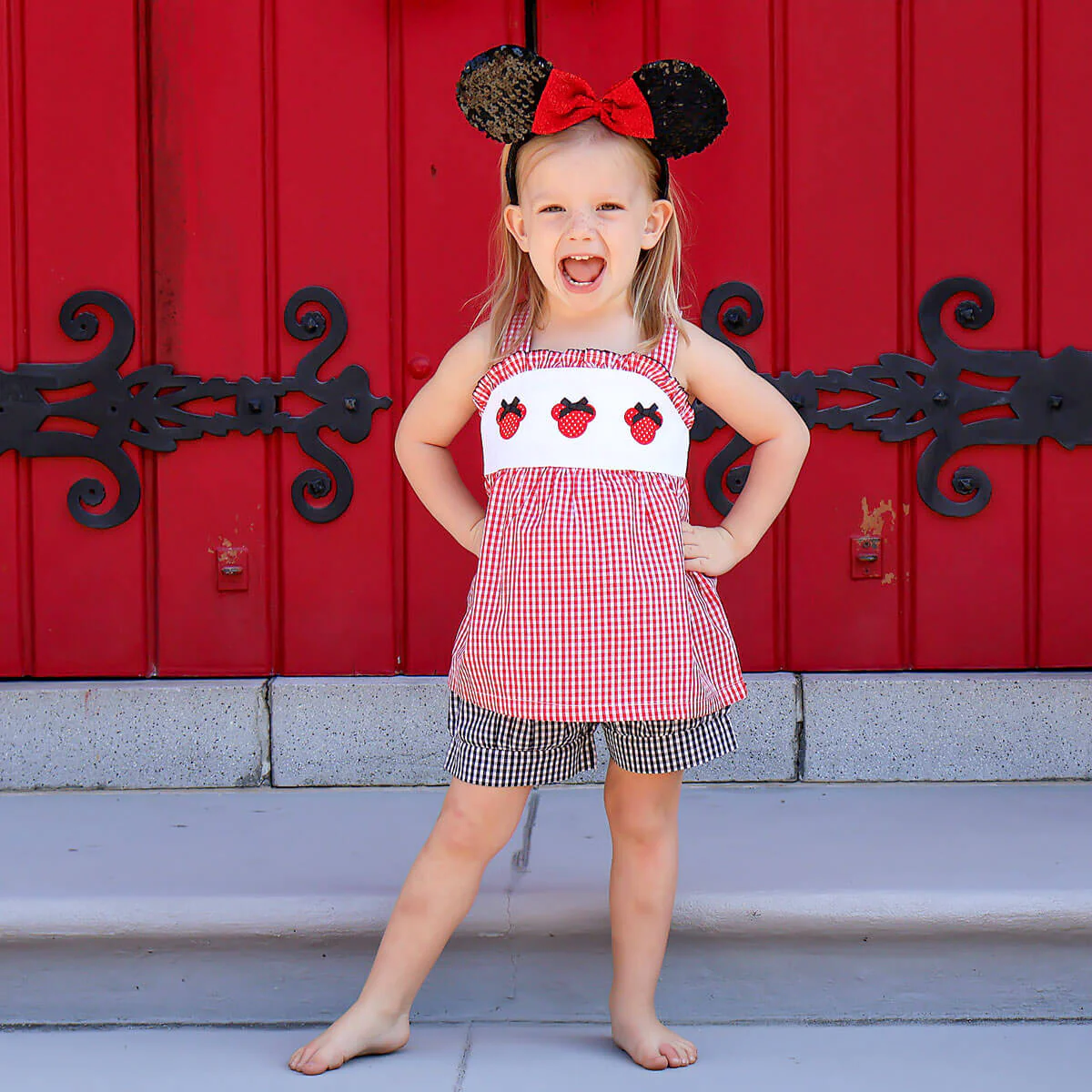 Mouse Ears Red Gingham Cara Short Set - Image 4